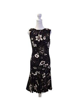 NWT Vintage Cathy Hardwick Floral Smocked Ruffle Hem Dress Size 6